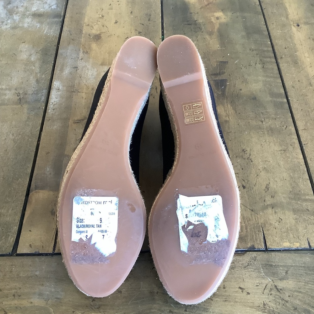 XX SOLD XX Tory Burch Black and Tan wedge|Tory Burch peep toe espadrille - Picture 5 of 5